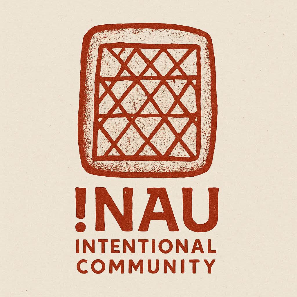 !NAU Intentional Community logo — Khoikhoi cultural symbol representing spiritual rebirth and Ubuntu cooperation, Cape Town